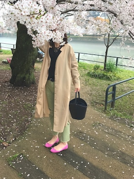 「アイテム（シャツワンピース）」を使った、AKKIKさん（レディース・161cm）の春コーディネート