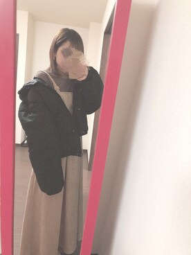 「w closet」｜「アイテム（ダウンジャケット/コート）」を使った、ruuun＊。さん（レディース・151cm）の冬コーディネート