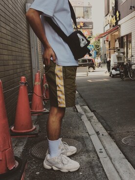 「PALACE（パレス）のアイテム（バッグ）」を使った、しゅんしゅんさん（メンズ・170cm）の夏コーディネート