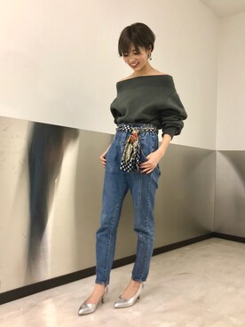 「RANDA（ランダ）の3E/ストレスフリー/サイドオープンパンプス（パンプス）」を使った、nskbさん（レディース・157cm）の冬コーディネート