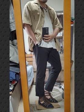 「JEANASIS（ジーナシス）のアイテム（Tシャツ/カットソー）」を使った、YM（最近はインスタ寄り）さん（メンズ・172cm）の夏コーディネート