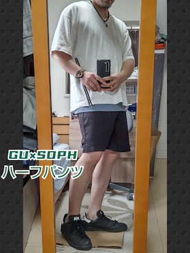「JEANASIS（ジーナシス）のアイテム（Tシャツ/カットソー）」を使った、YM（最近はインスタ寄り）さん（メンズ・172cm）の夏コーディネート