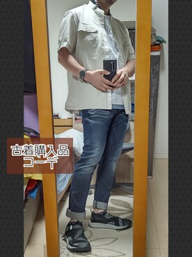 「サンダルに靴下」｜「アイテム（ノーカラージャケット）」を使った、YM（最近はインスタ寄り）さん（メンズ・172cm）の夏コーディネート