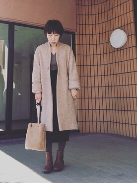 「カシミアニット」｜「アイテム（その他アウター）」を使った、ueno yucari↟⌂さん（レディース・150cm）の冬コーディネート