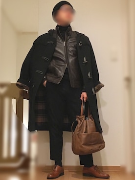 「Calvin Klein（カルバン・クライン）のアイテム（ライダースジャケット）」を使った、yuunagi06さん（メンズ・161cm）の秋コーディネート