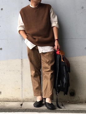「417 EDIFICE（フォーワンセブンエディフィス）のアイテム（スリッポン）」を使った、yuunagi06さん（メンズ・161cm）の秋コーディネート