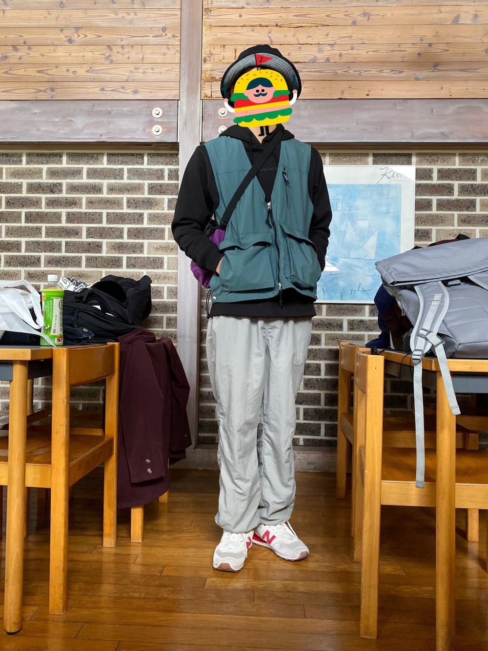 「上級者の着こなし」｜「UNITED ARROWSのアイテム（ベスト、グリーン系）」を使った、ギャル男さん（メンズ・230cm）の秋コーディネートの1枚目の写真