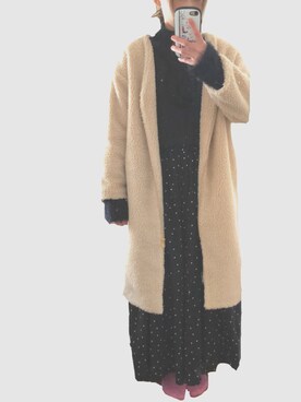 「VIS（ビス）のアイテム（ムートンコート）」を使った、n.n.oweさん（レディース・153cm）の冬コーディネート