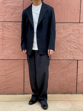 「ロゴニット」｜「アイテム（ジャケット/アウター）」を使った、Y.さん（メンズ・172cm）の秋コーディネート