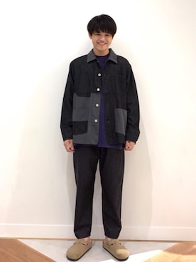 「USAコットン」｜「アイテム（カバーオール）」を使った、coen やましたさん（メンズ・171cm）の夏コーディネート