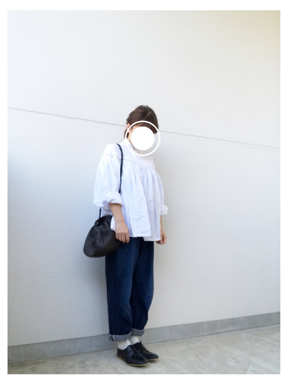 「Scye、scye basic、オトナ女子、デニム、YAECA」｜「SCYE BASICSのアイテム（シャツ/ブラウス、ホワイト系）」を使った、14さん（レディース・148cm）の春コーディネートの1枚目の写真