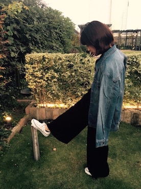 「RAY CASSIN（レイカズン）のアイテム（デニムジャケット）」を使った、sakiさん（レディース・153cm）の冬コーディネート