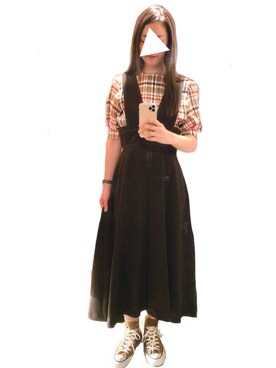 「STUDIOUS（ステュディオス）のアイテム（ジャンパースカート）」を使った、imuji*.さん（レディース・167cm）の秋コーディネート