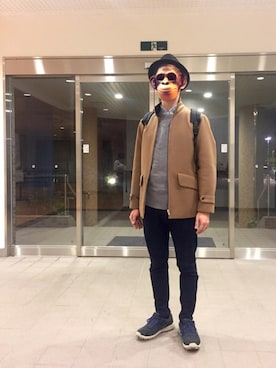 「ボタンダウンシャツ」｜「アイテム（ブルゾン）」を使った、KIKAZARUさん（メンズ・167cm）の冬コーディネート