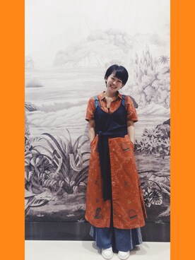 「initial（イニシャル）のアイテム（その他アウター）」を使った、大岛小鸟さん（レディース・156cm）の秋コーディネート