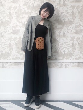「基础款」｜「アイテム（ブルゾン）」を使った、大岛小鸟さん（レディース・157cm）の秋コーディネート