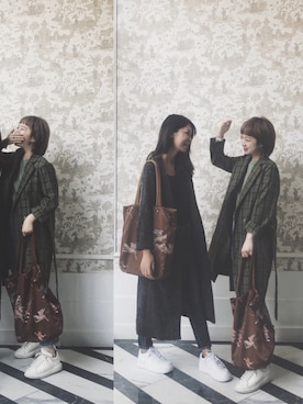 「休闲」｜「アイテム（マウンテンパーカー）」を使った、大岛小鸟さん（レディース・157cm）の秋コーディネート