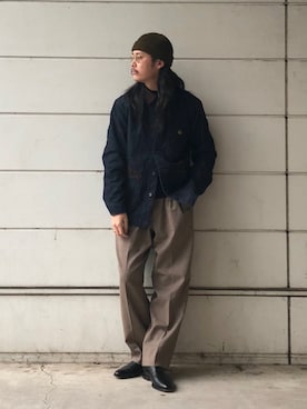 「SCHOTT」｜「アイテム（カバーオール）」を使った、okaiさん（メンズ・172cm）の冬コーディネート