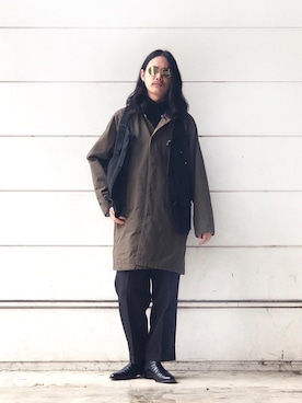 「schott（ショット）のアイテム（ステンカラーコート）」を使った、okaiさん（メンズ・172cm）の冬コーディネート