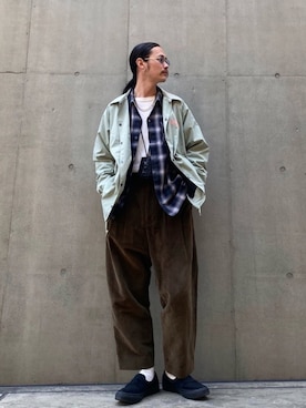 「schott（ショット）のアイテム（ナイロンジャケット）」を使った、okaiさん（メンズ・172cm）の冬コーディネート