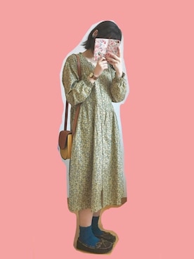「ehka sopo（エヘカソポ）のアイテム（シャツワンピース）」を使った、なかさん（レディース・154cm）の秋コーディネート