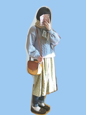 「ehka sopo（エヘカソポ）のアイテム（シャツワンピース）」を使った、なかさん（レディース・154cm）の冬コーディネート