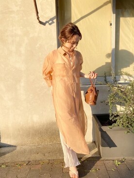 「Chico（チコ）のアイテム（シャツワンピース）」を使った、AYAKA YAMADAさん（レディース・150cm）の春コーディネート