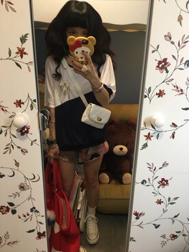 「アイテム（ブローチ/コサージュ、ホワイト系）」を使った、Y🐻N🎸さん（レディース・153cm）の秋コーディネート