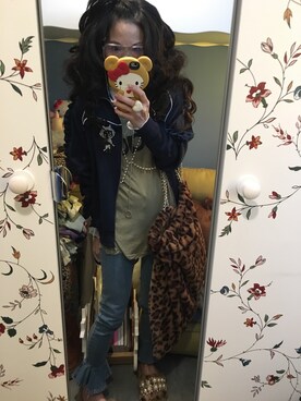 「MONKI（モンキ）のアイテム（スタジャン）」を使った、Y🐻N🎸さん（レディース・153cm）の冬コーディネート