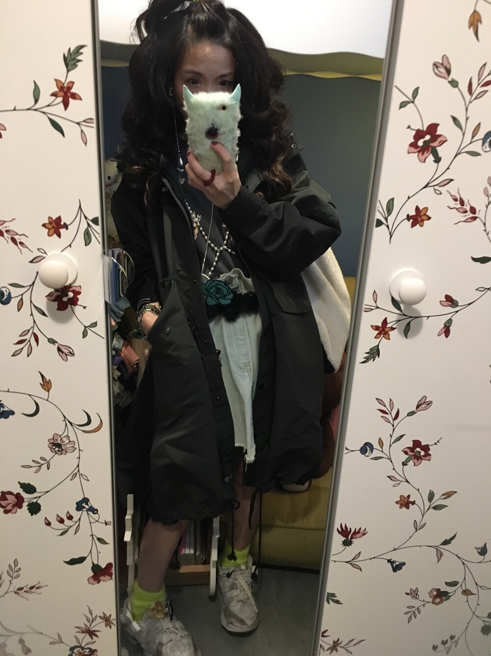 「2019、ootd、outfit、THE NORTH FACE、ZARA KIDS」｜「THE NORTH FACEのアイテム（モッズコート、グリーン系）」を使った、Y🐻N🎸さん（レディース・153cm）の冬コーディネートの1枚目の写真