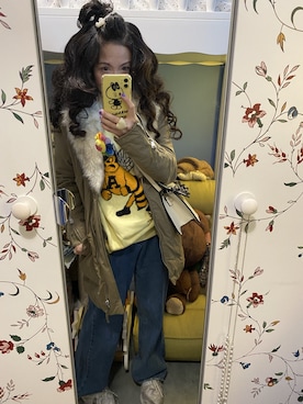 「H&M（エイチ・アンド・エム）のアイテム（ダッフルコート）」を使った、Y🐻N🎸さん（レディース・153cm）の冬コーディネート