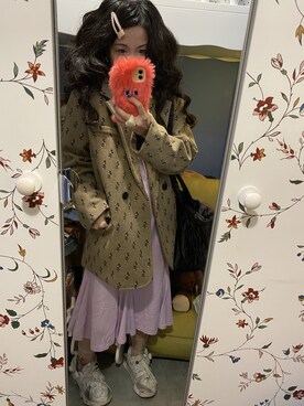 「MICKEY MOUSE（ミッキーマウス）のアイテム（チェスターコート）」を使った、Y🐻N🎸さん（レディース・153cm）の冬コーディネート