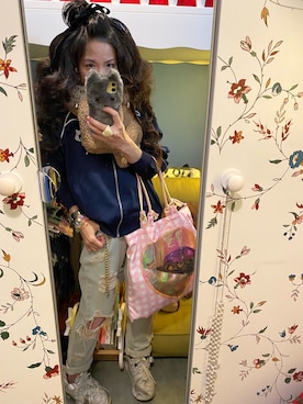 「MONKI（モンキ）のアイテム（スタジャン）」を使った、Y🐻N🎸さん（レディース・153cm）の冬コーディネート