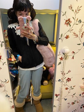「STYLENANDA（スタイルナンダ）のアイテム（その他パンツ）」を使った、Y🐻N🎸さん（レディース・153cm）の冬コーディネート