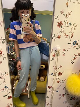 「STYLENANDA（スタイルナンダ）のアイテム（その他パンツ）」を使った、Y🐻N🎸さん（レディース・153cm）の夏コーディネート