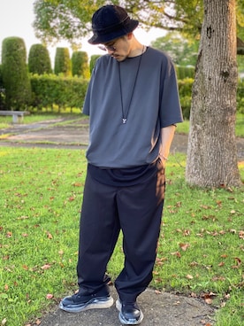 「RICK OWENS」｜「アイテム（スラックス）」を使った、Life…さん（メンズ・175cm）の夏コーディネート