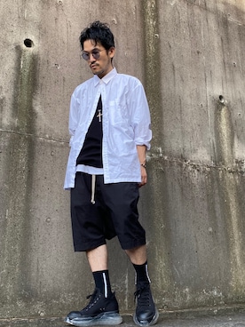「RICK OWENS」｜「アイテム（レッグウェア）」を使った、Life…さん（メンズ・175cm）の夏コーディネート