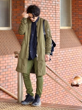 「DRKSHDW by RICK OWENS（ダークシャドウ バイ リックオウエンス）のアイテム（MA-1）」を使った、Life…さん（メンズ・175cm）の冬コーディネート