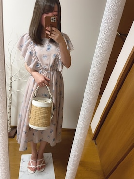 「Ungrid（アングリッド）のフェイクレザーコンビサークルBAG（かごバッグ）」を使った、k♡さん（レディース・144cm）の夏コーディネート
