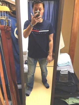 黒縁メガネの一期一会さんのコーディネート