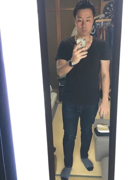 黒縁メガネの一期一会さんのコーディネート