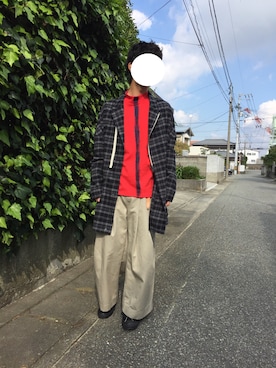 「SHINYAKOZUKA（シンヤコヅカ）のアイテム（スウェット）」を使った、はるきさん（メンズ・177cm）の秋コーディネート
