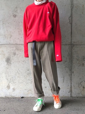 「DRIES VAN NOTEN（ドリスヴァンノッテン）のアイテム（スラックス）」を使った、ゆまるさん（メンズ・170cm）の秋コーディネート