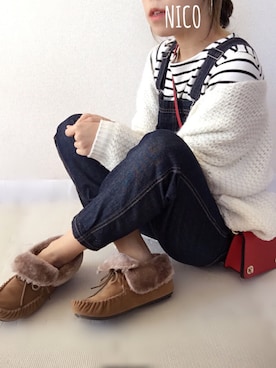 「Honeys（ハニーズ）のアイテム（サロペット/オーバーオール）」を使った、hanicoさん（レディース・155cm）の秋コーディネート