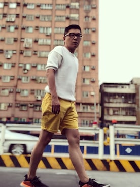 「アイテム（カーゴパンツ、イエロー系）」を使った、Jeffreyさん（メンズ・173cm）の秋コーディネート