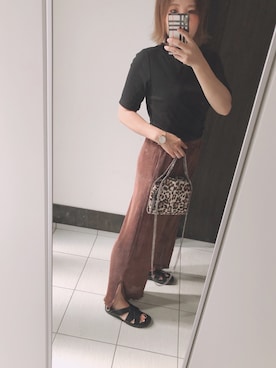 「Ifuru（イフル）のシャイニープリーツパンツ（その他パンツ）」を使った、なな☺︎さん（レディース・157cm）の秋コーディネート