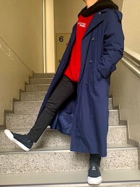 「SHAREEF（シャリーフ）のアイテム（パーカー）」を使った、ざわ_低身長男子styleさん（メンズ・162cm）の冬コーディネート