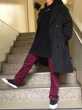 「SHAREEF（シャリーフ）のアイテム（パーカー）」を使った、ざわ_低身長男子styleさん（メンズ・162cm）の冬コーディネート