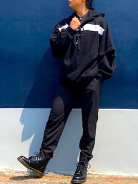 「SHAREEF（シャリーフ）のアイテム（パーカー）」を使った、ざわ_低身長男子styleさん（メンズ・162cm）の春コーディネート