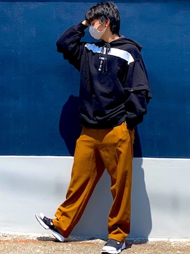 「SHAREEF（シャリーフ）のアイテム（パーカー）」を使った、ざわ_低身長男子styleさん（メンズ・162cm）の春コーディネート